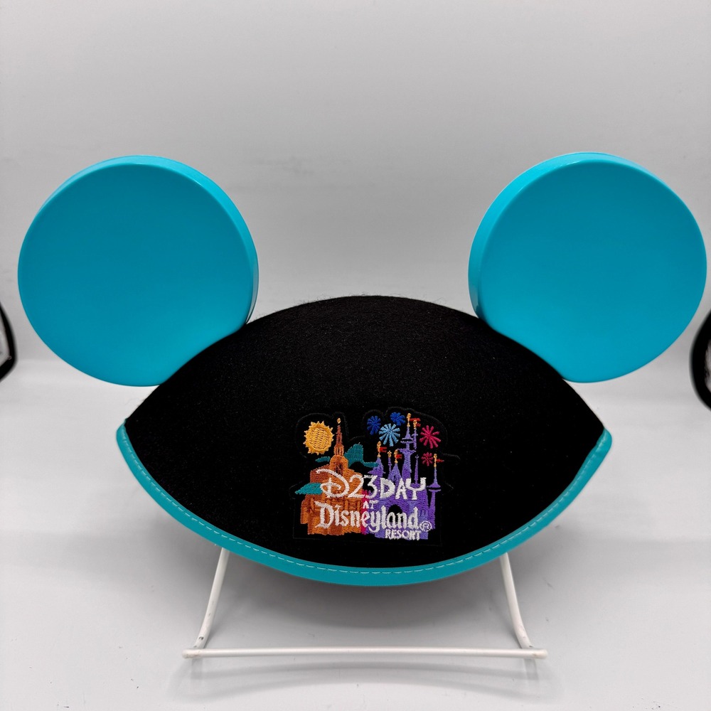 Disney D23 Day at Disneyland Resort Mickey Ear Hat Adult Black Turquoise Blue